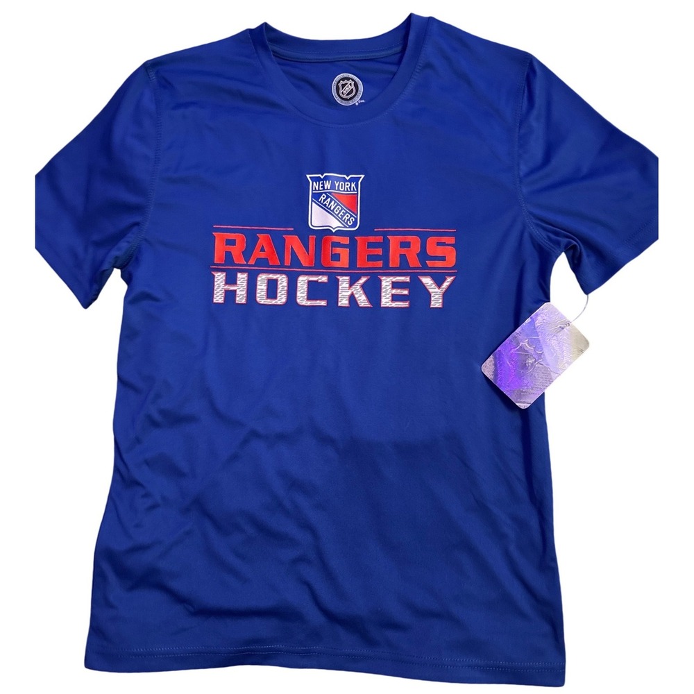 NEW New York Rangers NHL Hockey Boys Performance Graphic T-Shirt Blue L 14/16